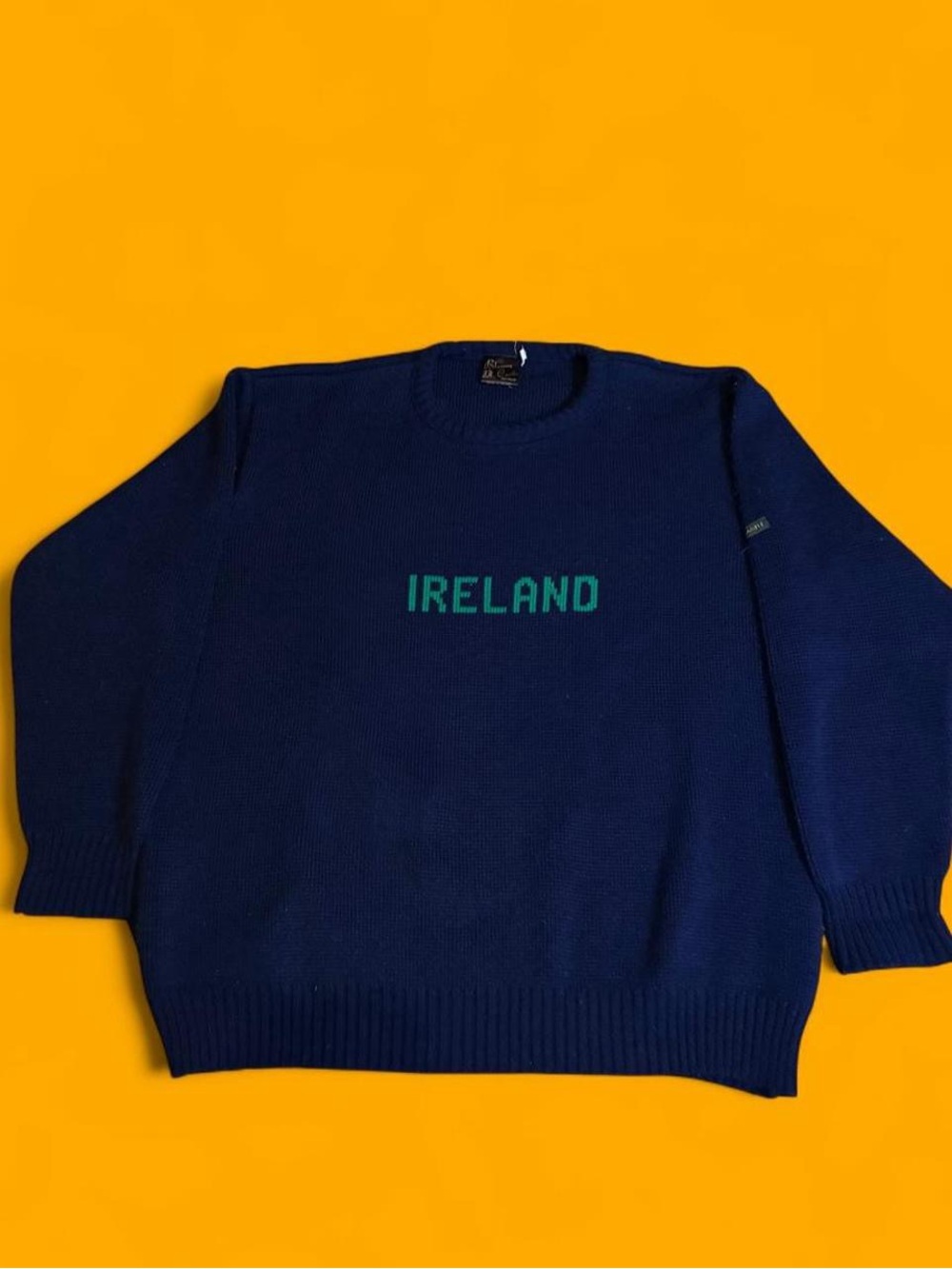 Vintage 1980s Navy blue IRELAND acrylic crewneck sweater. Blarney Castle